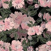 flores de padrão sem emenda de vetor com folhas. ilustração botânica para papel de parede, têxteis, tecidos, roupas, papel, cartões postais