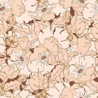 flores de padrão sem emenda de vetor com folhas. ilustração botânica para papel de parede, têxteis, tecidos, roupas, papel, cartões postais