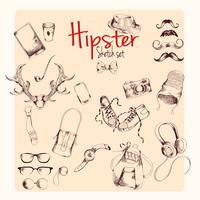Conjunto de desenho Hipster vetor