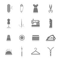 Conjunto de ícones de equipamento de costura preto vetor