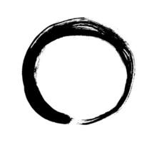 enso zen Preto grunge círculo. volta tinta escova AVC, japonês caligrafia pintura budismo símbolo isolado em branco vetor