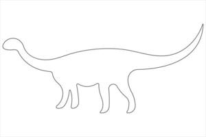 contínuo 1 linha arte desenhando do dinossauro braquiossauro esboço ilustração vetor