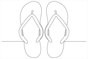ilustração do contínuo 1 linha desenhando sandálias ícone calçados esboço linha Projeto vetor