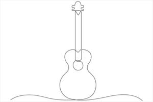 ilustração do contínuo 1 linha desenhando acústico guitarra vetor