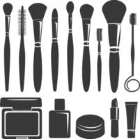 silhueta Maquiagem ferramenta e equipamento Preto cor só vetor