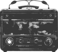 silhueta velho rádio Preto cor só cheio vetor