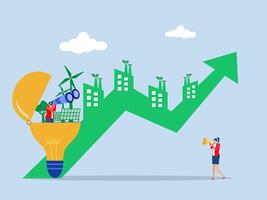 o negócio usando binóculos para Vejo investir com crescimento gráfico para esg ou ecologia problema conceito o negócio investir energia fontes. preservando Recursos do planeta. vetor