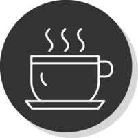 xícara de chá linha sombra círculo ícone Projeto vetor