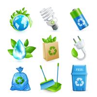 Ecologia e resíduos icon set vetor