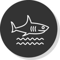 Tubarão linha sombra círculo ícone Projeto vetor