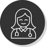 fêmea médico linha sombra círculo ícone Projeto vetor