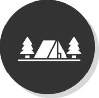 acampamento glifo sombra círculo ícone Projeto vetor