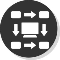 fluxo de trabalho glifo sombra círculo ícone Projeto vetor