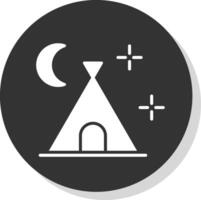 acampamento glifo sombra círculo ícone Projeto vetor