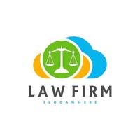 modelo de vetor de logotipo de justiça em nuvem, conceitos de design de logotipo de escritório de advocacia criativa