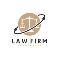 modelo de vetor de logotipo planeta justiça, conceitos de design de logotipo de escritório de advocacia criativa