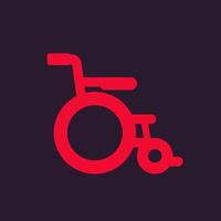 ícone de cadeira de rodas, sinal vetorial vetor