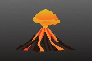ilustração do erupção. vulcão dentro desenho animado estilo . Preto fundo . vetor