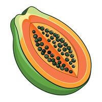 mamão fruta plano estilo ilustração vetor