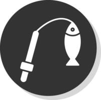 pescaria glifo sombra círculo ícone Projeto vetor
