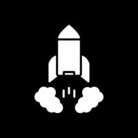 foguete lançamento glifo invertido ícone Projeto vetor
