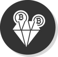 bitcoin diamante glifo sombra círculo ícone Projeto vetor