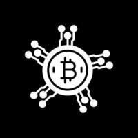 bitcoin rede glifo invertido ícone Projeto vetor