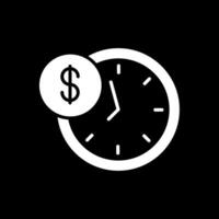 Tempo é dinheiro glifo invertido ícone Projeto vetor