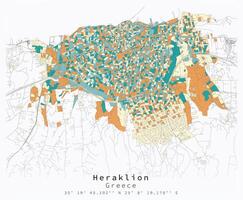 Heraklion, Grécia, cidade Centro, urbano detalhe ruas estradas cor mapa, elemento modelo imagem vetor