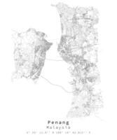 Penang, Malásia, urbano detalhe ruas estradas mapa, elemento modelo imagem vetor