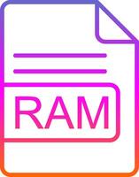 RAM Arquivo formato linha gradiente ícone Projeto vetor