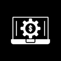 computador portátil dinheiro glifo invertido ícone Projeto vetor