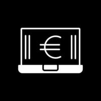 euro computador portátil glifo invertido ícone Projeto vetor