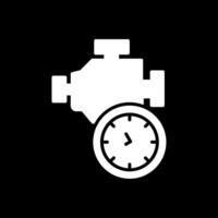 Tempo motor glifo invertido ícone Projeto vetor