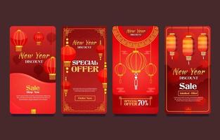 modelo de promoção de ano novo chinês com lanternas vermelhas vetor