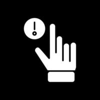 mão alerta glifo invertido ícone Projeto vetor
