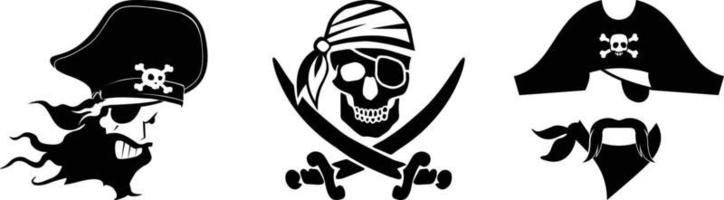 logotipos de cabeças de piratas vetor