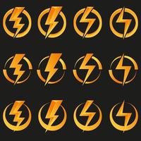 Imagem de poder e trovão 3D, ícone, logotipo no círculo amarelo vetor