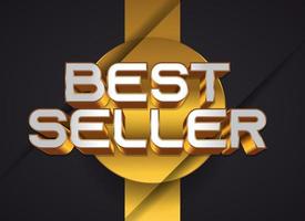 Distintivo ou emblema do best-seller 3D em branco e dourado. logotipo dourado do best seller vetor