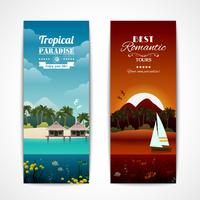 Banners verticais ilha tropical vetor