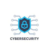 logotipo de vetor de segurança cibernética com escudo