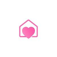casa com conceito de design de logotipo de vetor de coração