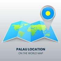 ícone de localização de palau no mapa mundial, ícone de alfinete redondo de palau vetor