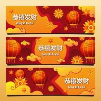 conjunto de banner gong xi fa cai vetor