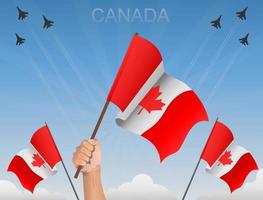 Canadá voando sob o céu azul vetor