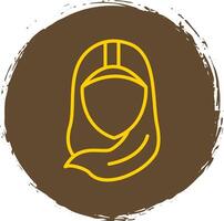 hijab linha círculo adesivo ícone vetor