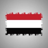bandeira do Iémen com pincel pintado a aquarela vetor