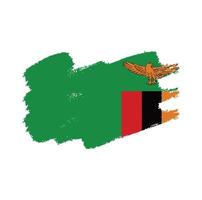 Vetor de bandeira da zâmbia com pincel estilo aquarela