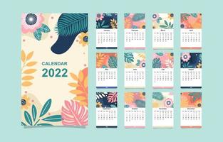 Modelo de calendário floral 2022 vetor