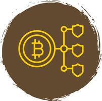 bitcoin blockchain linha círculo adesivo ícone vetor